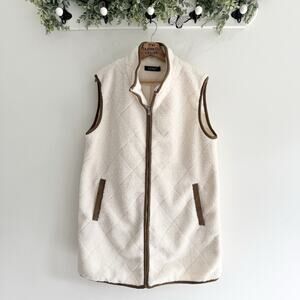 Lauren Ralph Lauren Cream Sherpa Jacket Vest Large PB western boho core